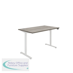 Polaris Single Motor Sit/Stand Desk 1400x800 Grey Oak/White KF800091
