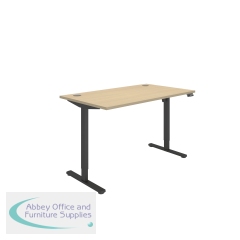 Polaris Single Motor Sit/Stand Desk 1400x800 Oak/Black KF800092