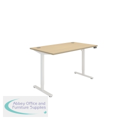 Polaris Single Motor Sit/Stand Desk 1400x800 Oak/White KF800094