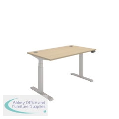 Polaris Dual Motor Sit/Stand Desk 1400x800 Oak/Silver KF800117