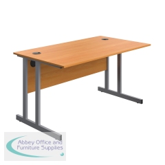 Serrion Twin Upright Desk 1400x800x730mm Beech/Silver KF800228