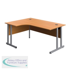 Serrion Twin Upright Left Hand Corner Desk 1600x1200x730mm Beech/Silver KF800231