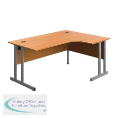 Serrion Twin Upright Right Hand Corner Desk 1600x1200x730mm Beech/Silver KF800232