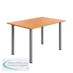 Serrion Pole Leg Rectangular Table 1200x800x730mm Beech/Silver KF800235