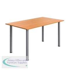 Serrion Pole Leg Rectangular Table 1400x800x730mm Beech/Silver KF800236