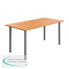 Serrion Pole Leg Rectangular Table 1600x800x730mm Beech/Silver KF800237
