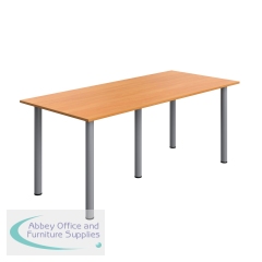 Serrion Pole Leg Rectangular Table 1800x800x730mm Beech/Silver KF800238