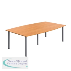 Serrion Pole Leg Barrel Shaped Table 2400x1200x730mm Beech/Silver KF800240