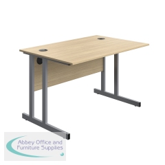 Serrion Twin Upright Desk 1200x800x730mm Oak/Silver KF800252