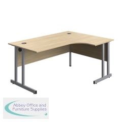 Serrion Twin Upright Right Hand Corner Desk 1600x1200x730mm Oak/Silver KF800257