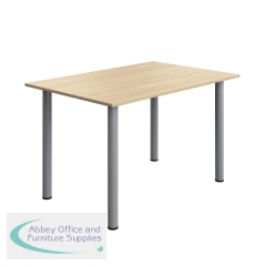 Serrion Pole Leg Rectangular Table 1200x800x730mm Oak/Silver KF800258