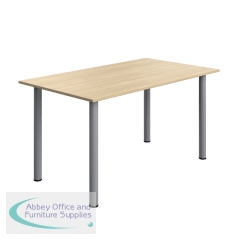 Serrion Pole Leg Rectangular Table 1400x800x730mm Oak/Silver KF800259