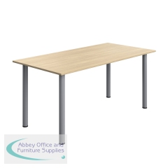 Serrion Pole Leg Rectangular Table 1600x800x730mm Oak/Silver KF800260