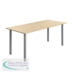 Serrion Pole Leg Rectangular Table 1800x800x730mm Oak/Silver KF800261