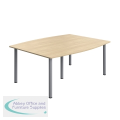 Serrion Pole Leg Barrel Shaped Table 1800x1200x730mm Oak/Silver KF800262