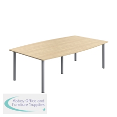 Serrion Pole Leg Barrel Shaped Table 2400x1200x730mm Oak/Silver KF800263