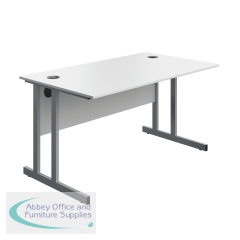 Serrion Twin Upright Desk 1400x800x730mm White/Silver KF800274