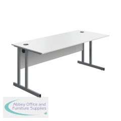 Serrion Twin Upright Desk 1800x800x730mm White/Silver KF800276