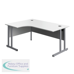 Serrion Twin Upright Left Hand Corner Desk 1600x1200x730mm White/Silver KF800277