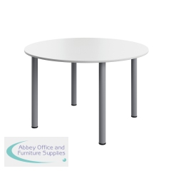 Serrion Pole Leg Round Meeting Table 1200x1200x730 White/Silver KF800280