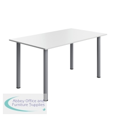 Serrion Pole Leg Rectangular Table 1400x800x730mm White/Silver KF800282