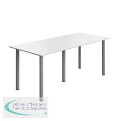 Serrion Pole Leg Rectangular Table 1800x800x730mm White/Silver KF800284