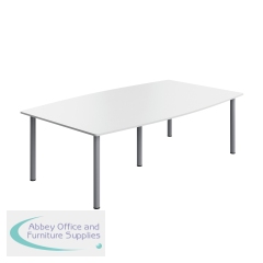 Serrion Pole Leg Barrel Shaped Table 2400x1200x730mm White/Silver KF800286