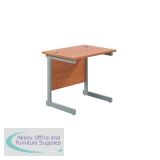 Jemini Single Rectangular Desk 800x600x730mm Beech/Silver KF800289
