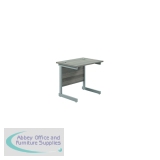 Jemini Single Rectangular Desk 800x600x730mm Grey Oak/Silver KF800295