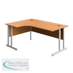 Serrion Twin Upright Left Hand Corner Desk 1600x1200x730mm Beech/White KF800302
