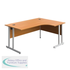 Serrion Twin Upright Right Hand Corner Desk 1600x1200x730mm Beech/White KF800303