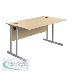 Serrion Twin Upright Desk 1400x800x730mm Oak/White KF800305