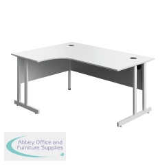 Serrion Twin Upright Left Hand Corner Desk 1600x1200x730mm White/White KF800314