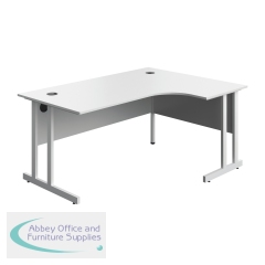 Serrion Twin Upright Right Hand Corner Desk 1600x1200x730mm White/White KF800315