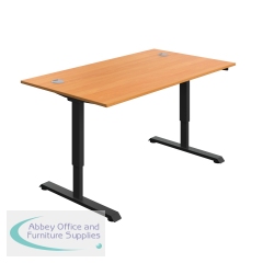 Serrion Single Motor Sit/Stand Desk 1400x800x730-1220mm Beech/Black KF800320