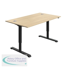 Serrion Single Motor Sit/Stand Desk 1400x800x730-1220mm Oak/Black KF800321