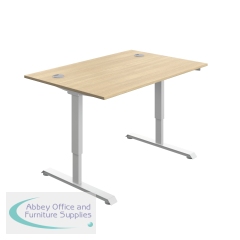 Serrion Single Motor Sit/Stand Desk 1200x800x730-1220mm Oak/White KF800325