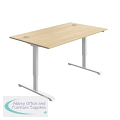 Serrion Single Motor Sit/Stand Desk 1400x800x730-1220mm Oak/White KF800328