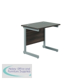 Jemini Single Rectangular Desk 800x600x730mm Dark Walnut/Silver KF800335