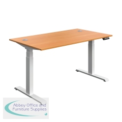 Serrion Dual Motor Sit/Stand Desk 1400x800x630-1290mm Beech/White KF800337