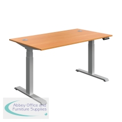 Serrion Dual Motor Sit/Stand Desk 1400x800x630-1290mm Beech/Silver KF800340