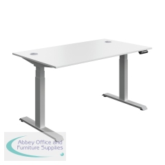 Serrion Dual Motor Sit/Stand Desk 1400x800x630-1290mm White/Silver KF800343
