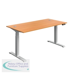 Serrion Dual Motor Sit/Stand Desk 1600x800x630-1290mm Beech/Silver KF800347