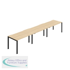 Jemini Three Person Bench Desk 1200x800mm Nova Oak/Black (Set of 3) KF800393