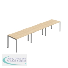 Jemini Three Person Bench Desk 1200x800mm Nova Oak/Silver (Set of 3) KF800394