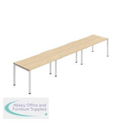 Jemini Three Person Bench Desk 1200x800mm Nova Oak/White (Set of 3) KF800395