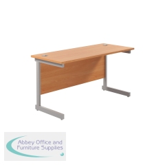 Jemini Single Rectangular Desk 1200x600x730mm Beech/Silver KF800406