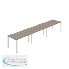 Jemini Three Person Bench Desk 1400x800mm Grey Oak/White (Set of 3) KF800408