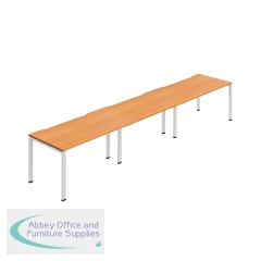 Jemini Three Person Bench Desk 1600x800mm Beech/White (Set of 3) KF800418