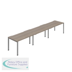 Jemini Three Person Bench Desk 1600x800mm Grey Oak/Silver (Set of 3) KF800423